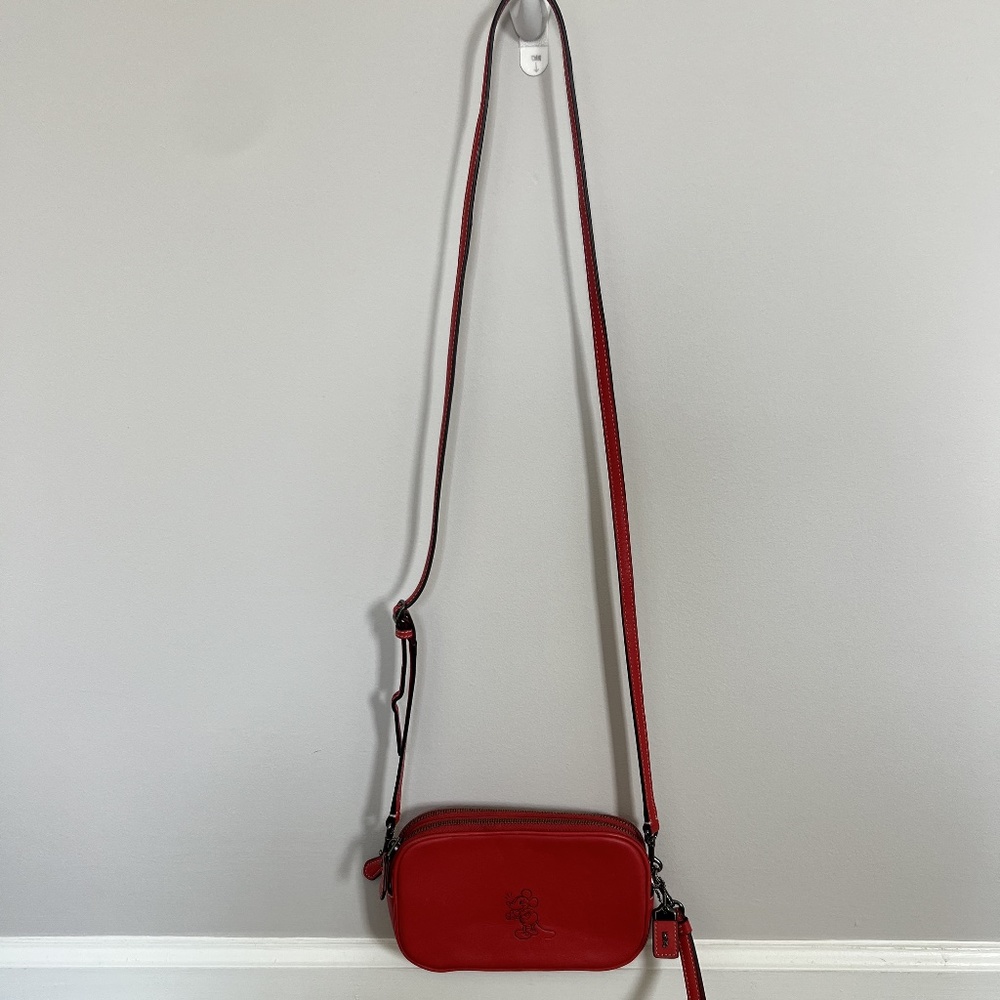 Coach x Disney Mickey Red Crossbody Clutch Bag Leather Limited Edition